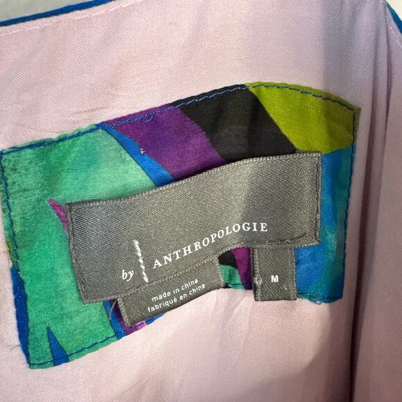 ANTHROPOLOGIE Sunny Midi Dress Silk Blend Tropical Size Medium READ - Picture 8 of 14